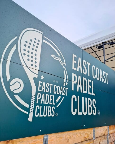 An image of the East Coast Padel Clubs signage.